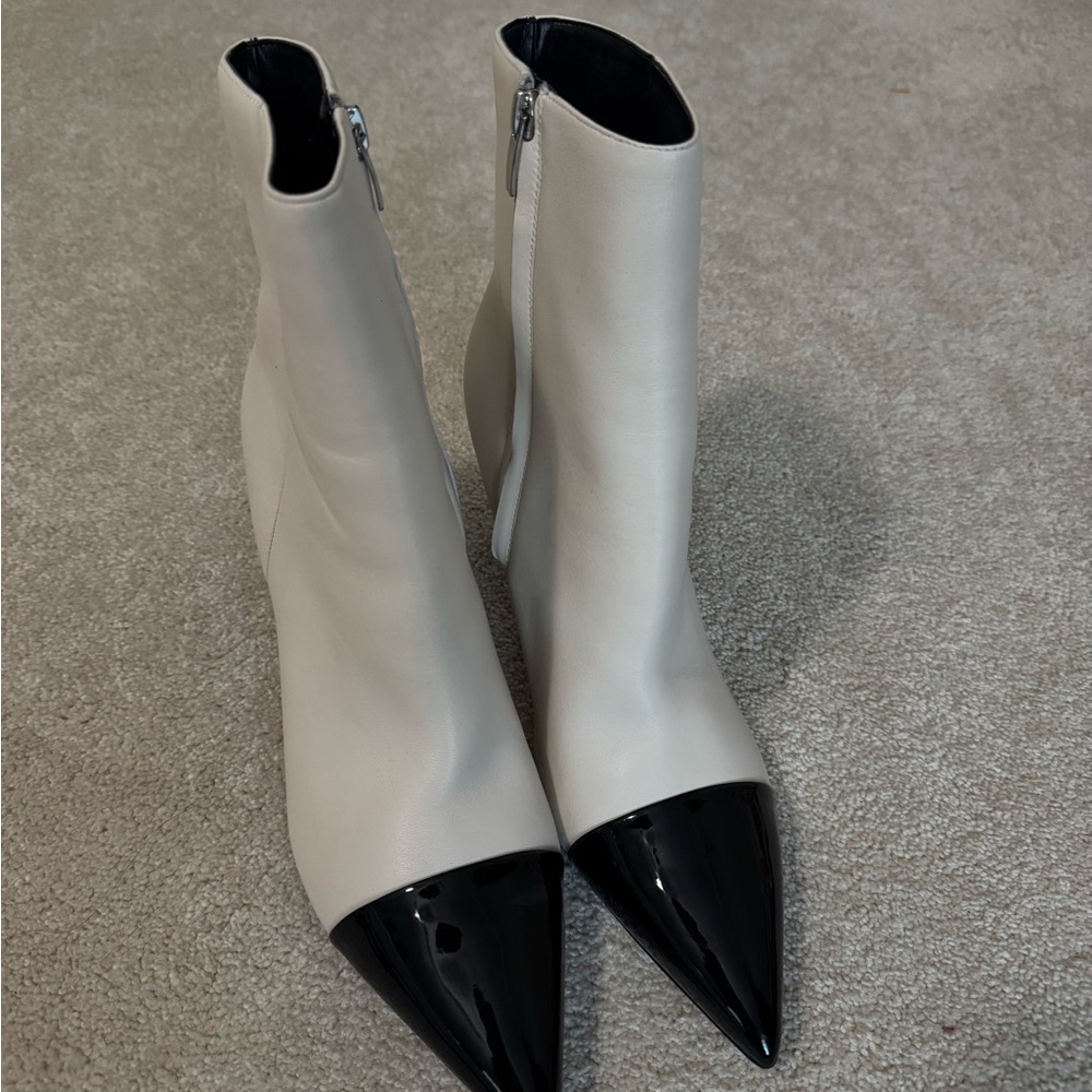 Nine West Black and White Ankle Booties Sleek Design